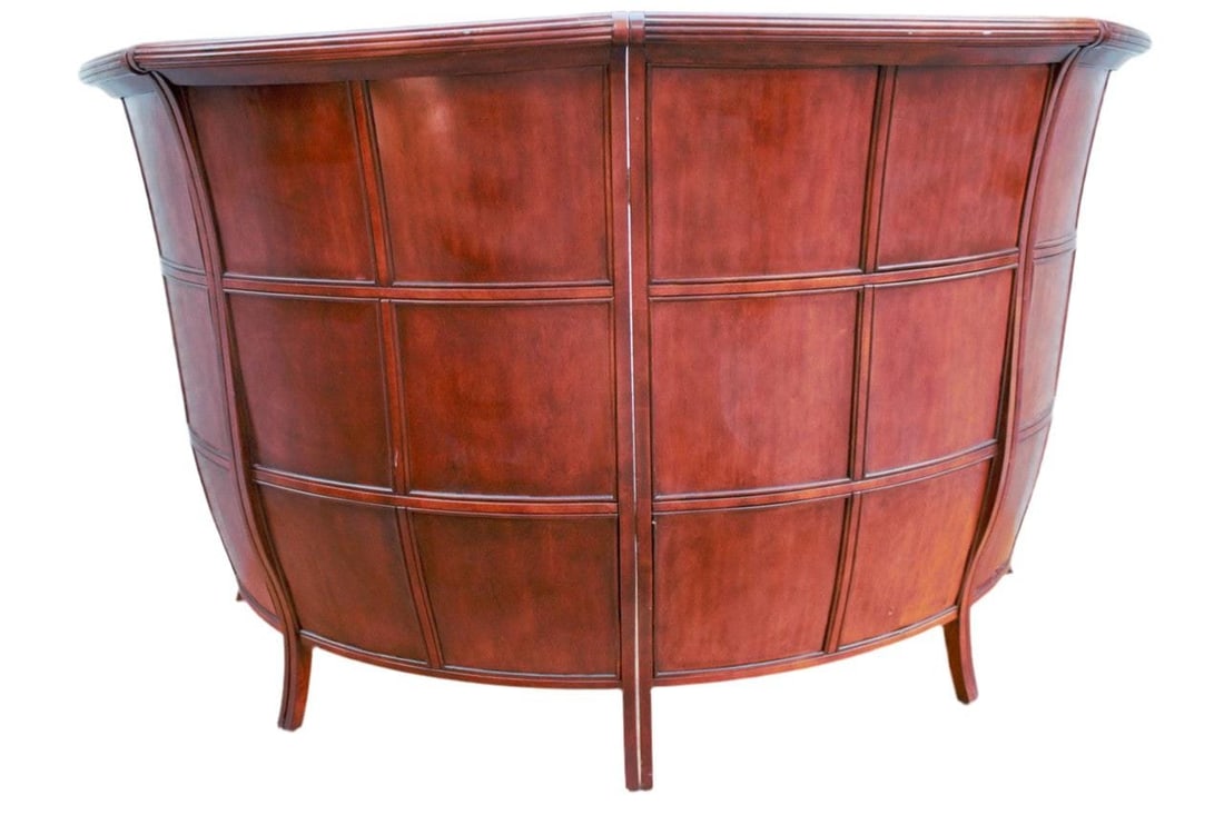 Vintage Asian Style Semi Circular Booth in Mahogany and Tufted Leather - Set of 2 - 10