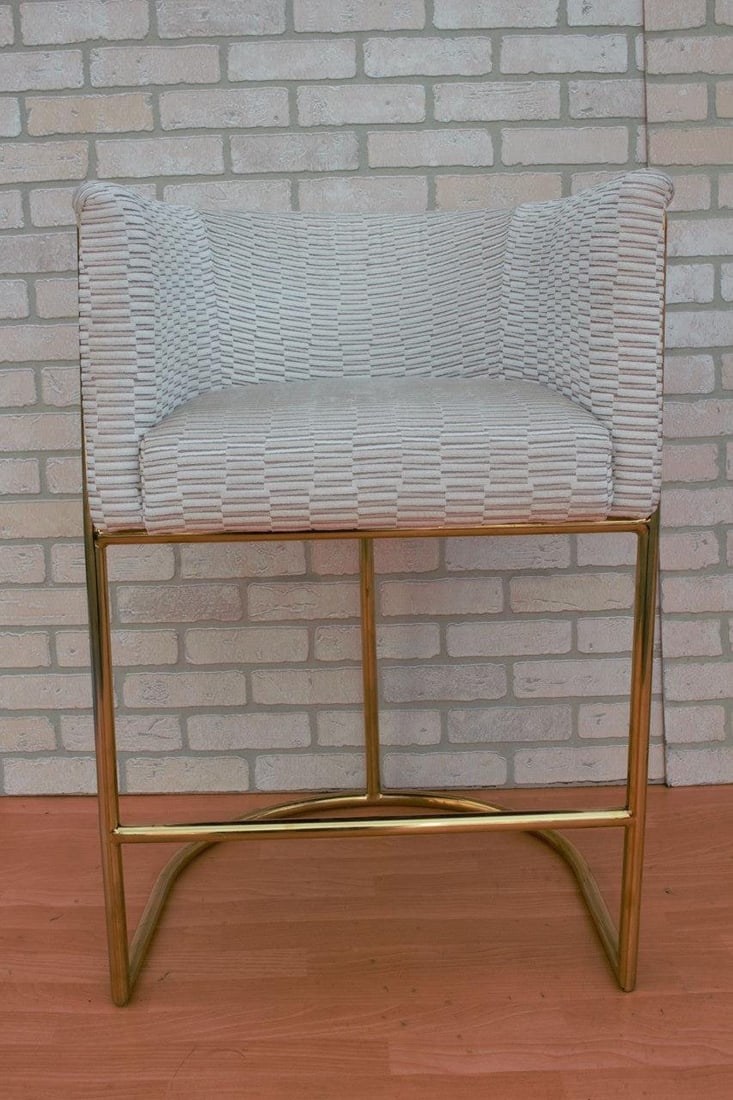 Mid Century Modern Custom Designer Barrel Back Bar Stools Newly Reupholstered - Set of 3 - 6