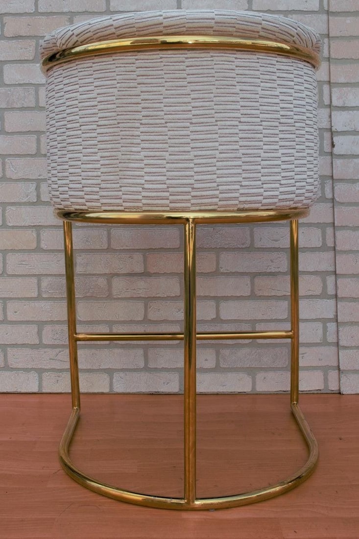 Mid Century Modern Custom Designer Barrel Back Bar Stools Newly Reupholstered - Set of 3 - 8