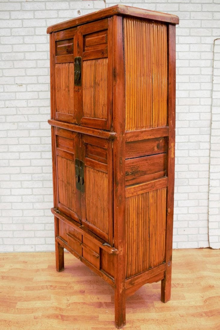 Chinese Qing Dynasty Cabinet with Bamboo and Sliding Panels - 3