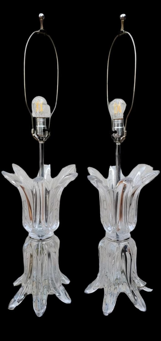 Mid Century Modern "Splash" Glass Lamps by Art Vannes France - Pair (1 of 6)