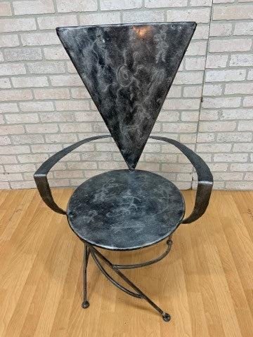Vintage Metal Side Chair with Triangle Back and Round Seat - 2