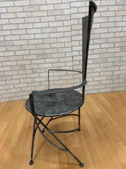 Vintage Metal Side Chair with Triangle Back and Round Seat - 4