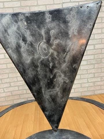 Vintage Metal Side Chair with Triangle Back and Round Seat - 6