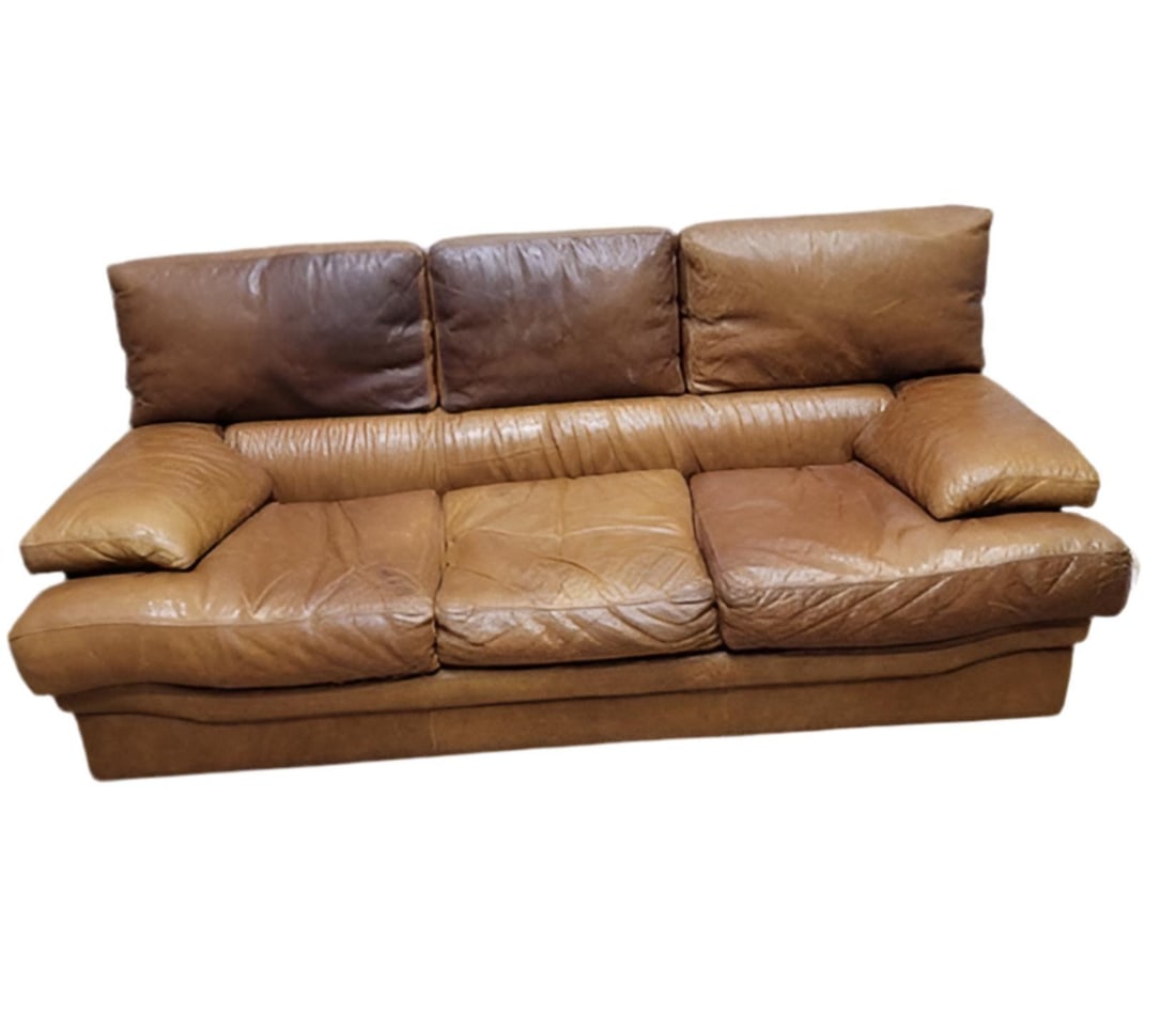 Vintage Italian Distressed Leather Sofa - 2