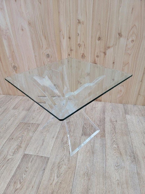 Mid Century Modern Carved Lucite Butterfly Side Table (1 of 9)