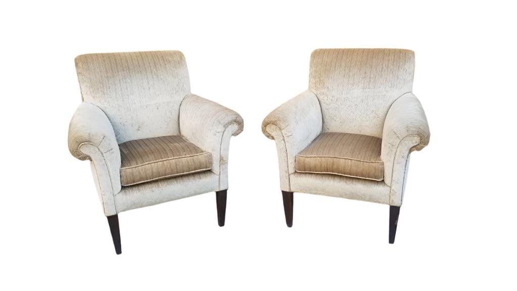 Victorian Flared Arms Velvet Club Chairs - Pair - 2