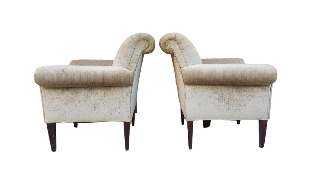 Victorian Flared Arms Velvet Club Chairs - Pair - 3