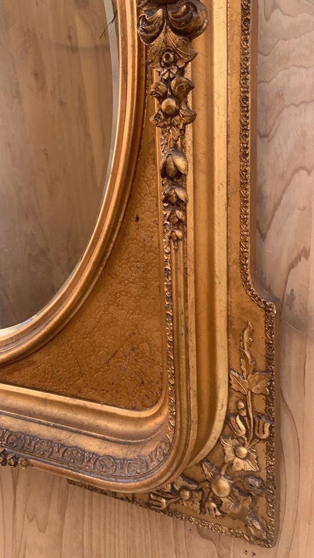 Antique French Napoleon III Style Gold Gilded Beveled Framed Wall Mirror - 7