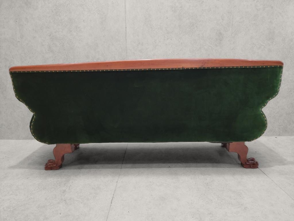 Antique Empire Style Swan Grecian Sofa Newly Reupholstered in a Green Velvet - 6