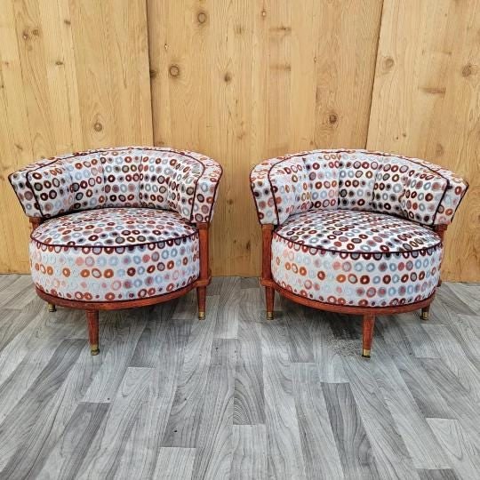 Mid Century Modern Atomic Barrel Back Club Chairs Newly Reupholstered - Pair - 10
