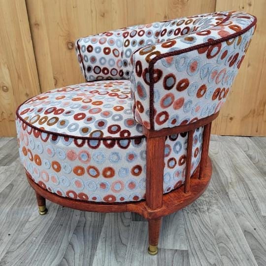 Mid Century Modern Atomic Barrel Back Club Chairs Newly Reupholstered - Pair - 8