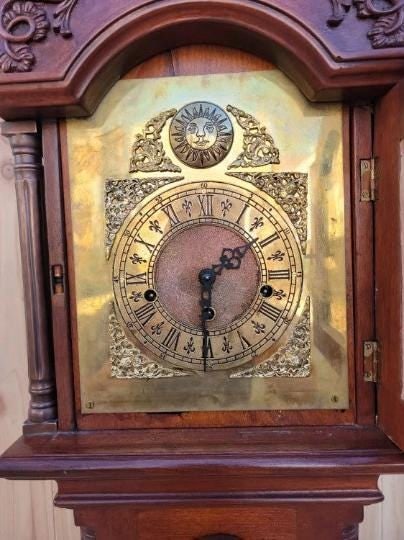 Vintage Traditional Grandmother Tall Floor Case Clock by Banks, Coldstone Co. - 6