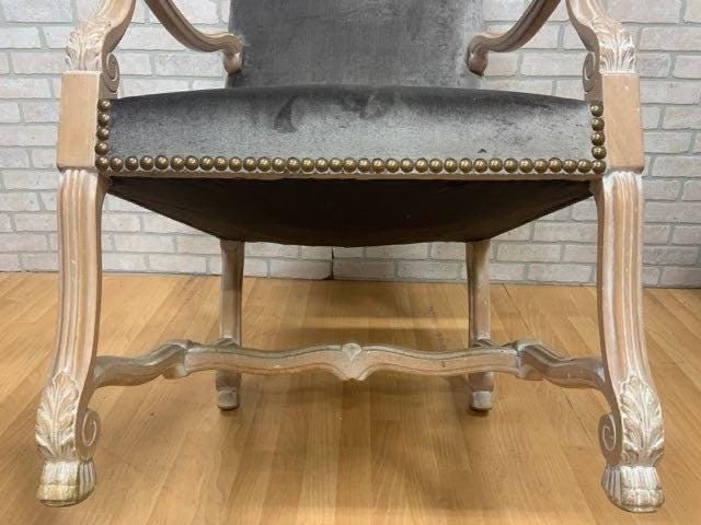 Antique French Carved Figural Chairs Newly Reupholstered - Pair - 10