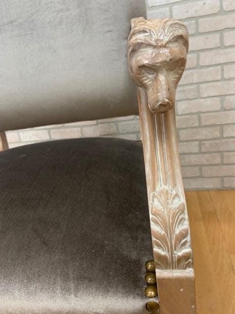 Antique French Carved Figural Chairs Newly Reupholstered - Pair - 4