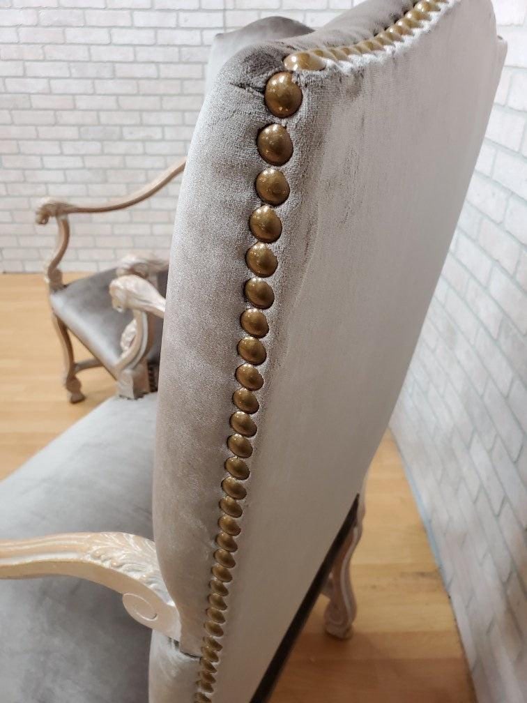 Antique French Carved Figural Chairs Newly Reupholstered - Pair - 8