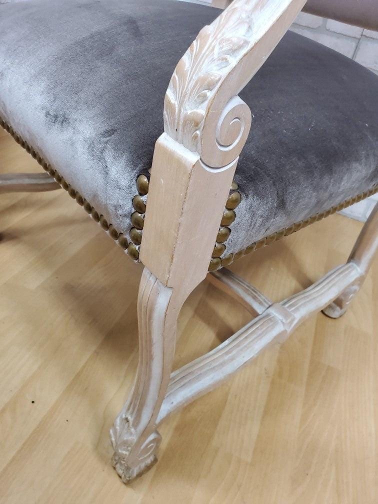 Antique French Carved Figural Chairs Newly Reupholstered - Pair - 9