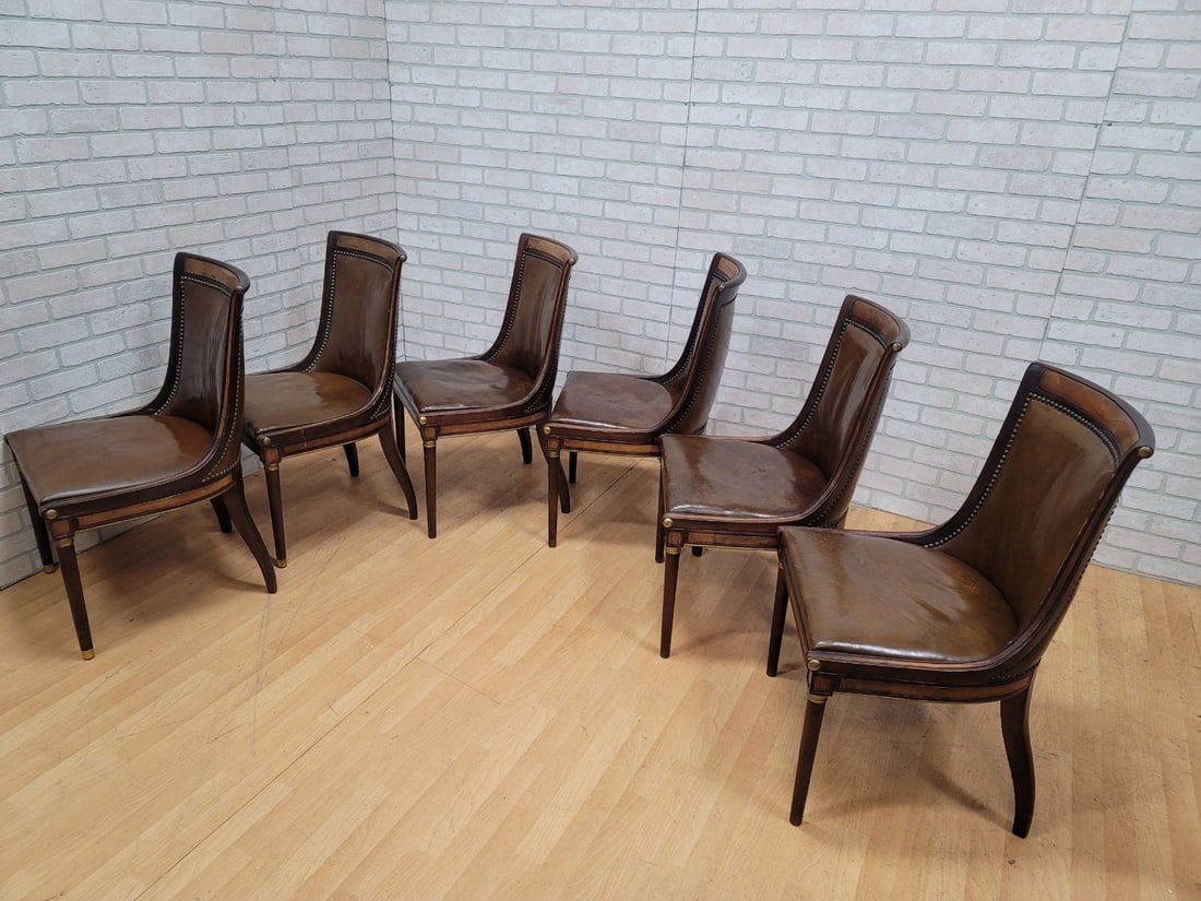 Vintage Regency Style Scoop Back Mahogany Dining Chair - Set of 6 - 3