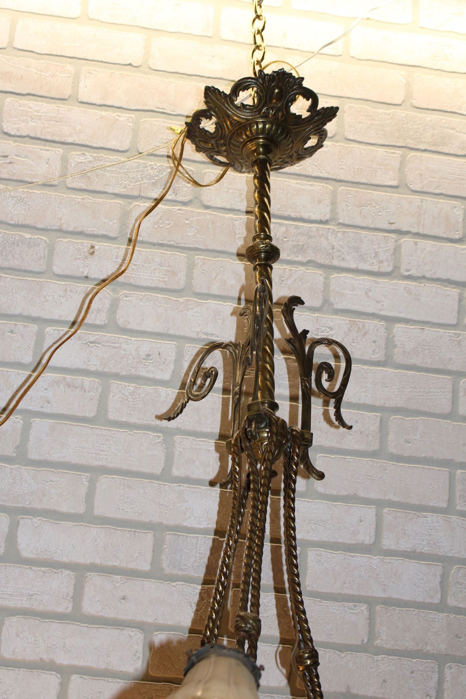 Antique Victorian French Gilded Bronze Twist Extensions 3 Arm Chandelier - 5
