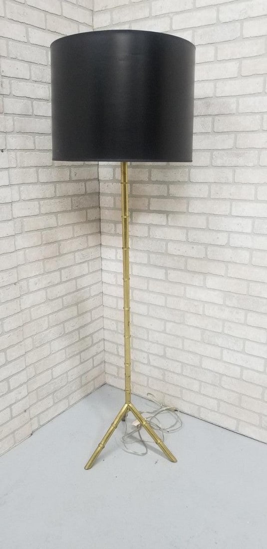 Vintage Neoclassical Faux Bamboo Tripod Floor Lamp - 3