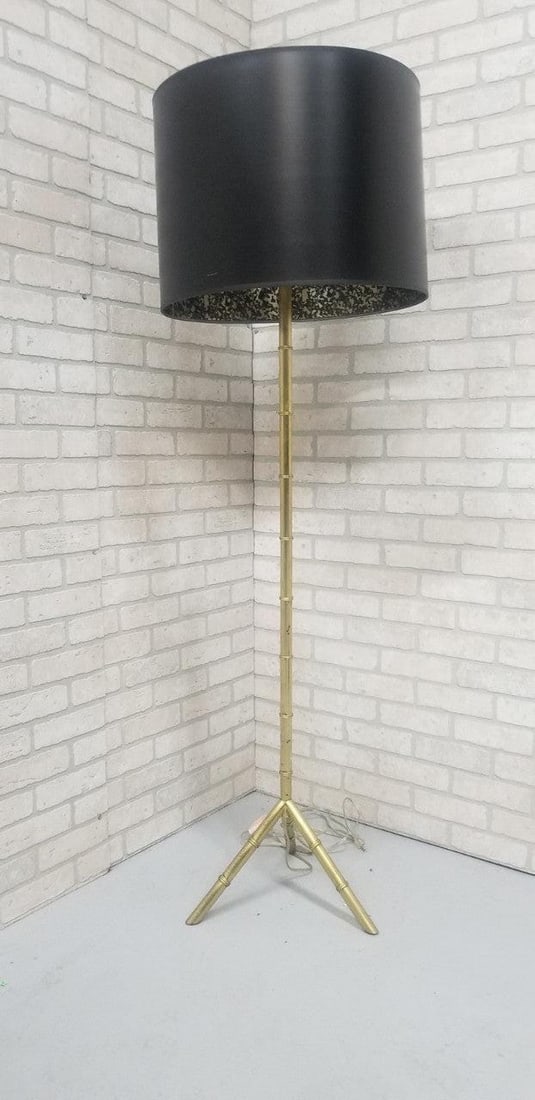 Vintage Neoclassical Faux Bamboo Tripod Floor Lamp - 4