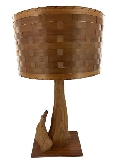 Mid Century Modern Sculptural Cypress Root Table Lamp with Shade - 2