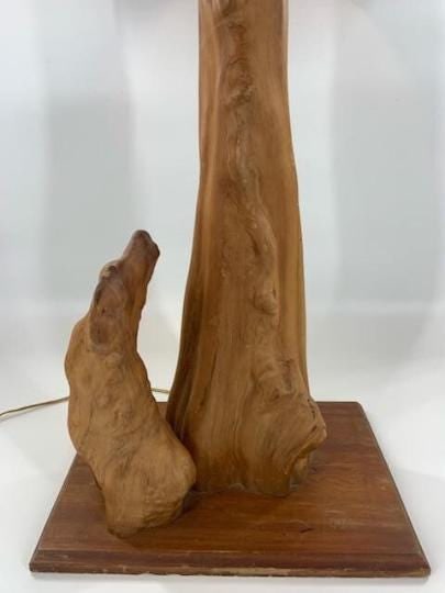 Mid Century Modern Sculptural Cypress Root Table Lamp with Shade - 4