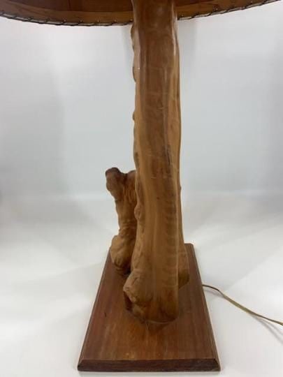 Mid Century Modern Sculptural Cypress Root Table Lamp with Shade - 9