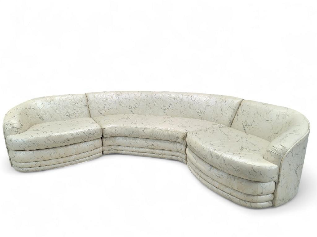Vintage Postmodern Kagan Style Curved Ribbed Base Sectional Sofa by Directional for Reupholstery (1 of 7)