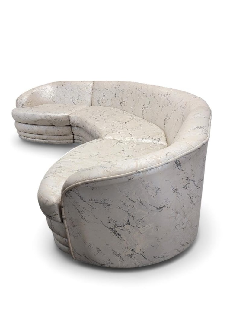 Vintage Postmodern Kagan Style Curved Ribbed Base Sectional Sofa by Directional for Reupholstery - 2