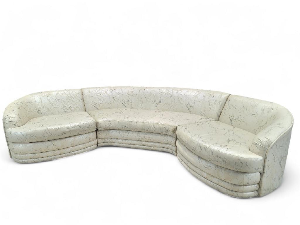 Vintage Postmodern Kagan Style Curved Ribbed Base Sectional Sofa by Directional for Reupholstery - 3