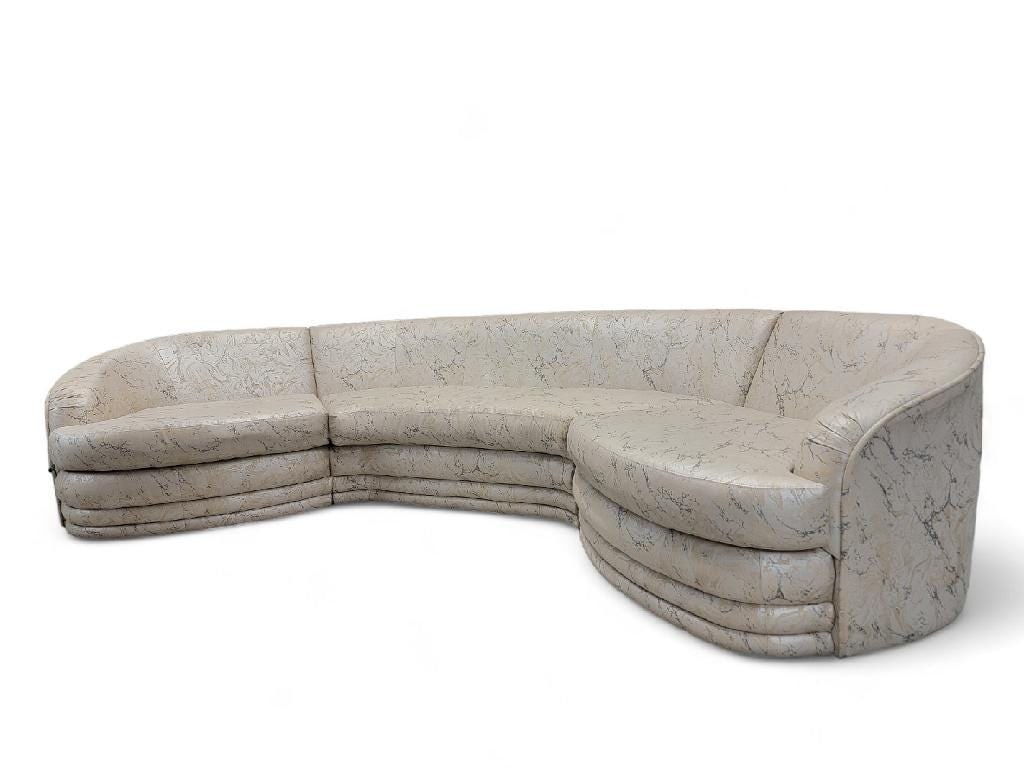 Vintage Postmodern Kagan Style Curved Ribbed Base Sectional Sofa by Directional for Reupholstery - 4