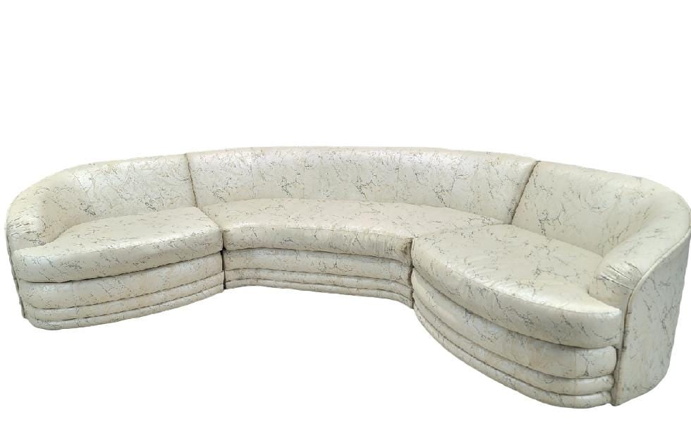 Vintage Postmodern Kagan Style Curved Ribbed Base Sectional Sofa by Directional for Reupholstery - 5