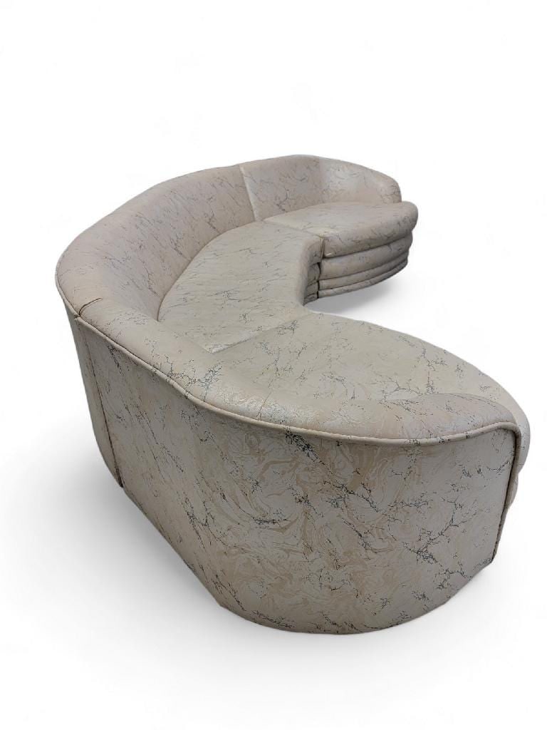 Vintage Postmodern Kagan Style Curved Ribbed Base Sectional Sofa by Directional for Reupholstery - 7