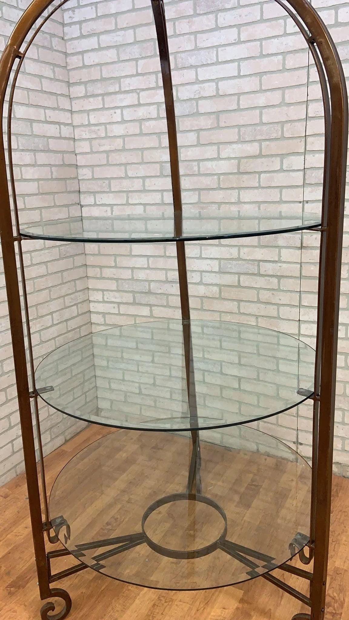 Vintage Victorian Style Iron and Beveled Circular Glass Shelf Boutique/Closet Display Stand - 6