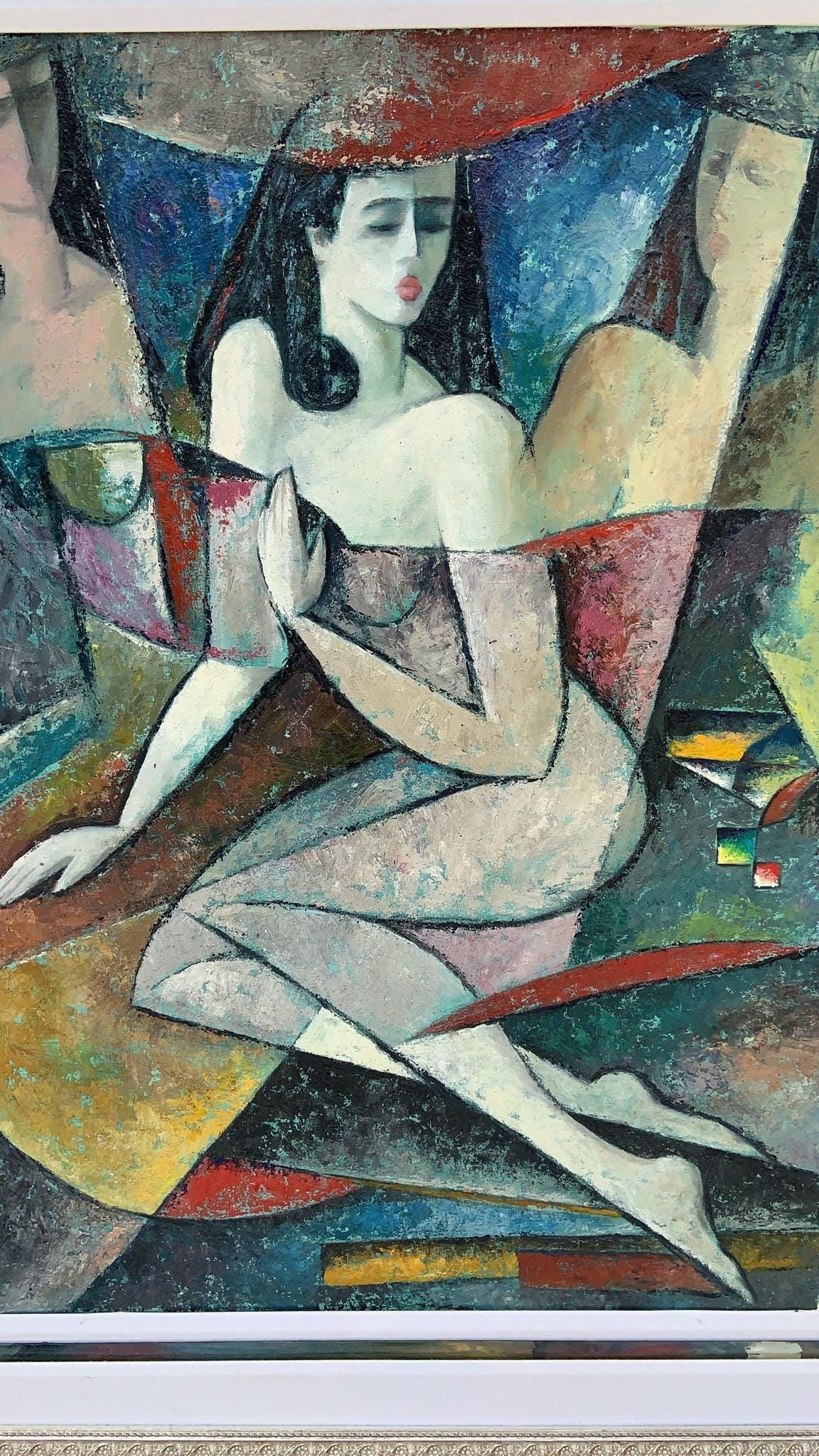 Vintage Art Deco Framed Oil on Canvas Painting Wall Art Wall Decor - 5