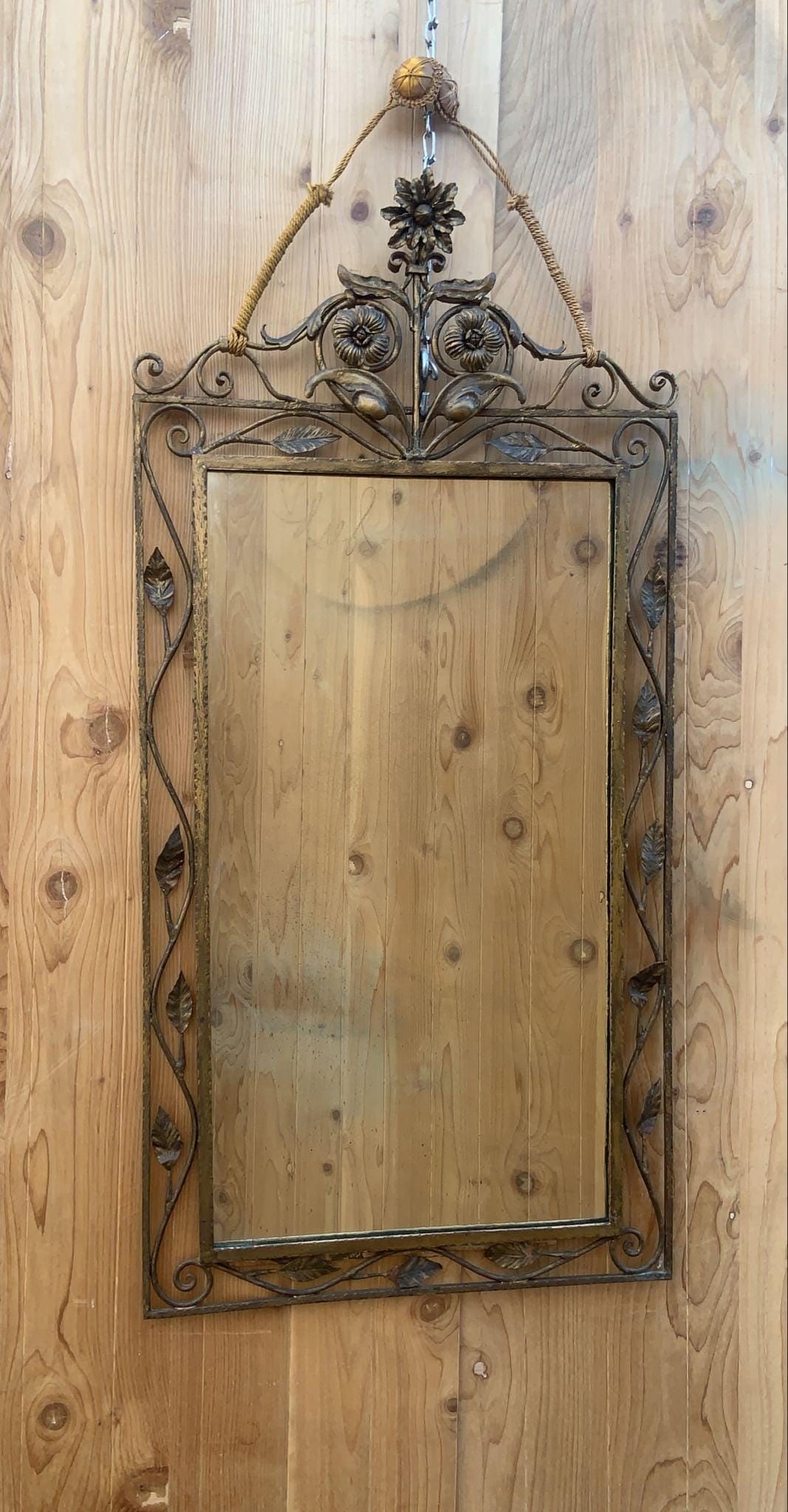 Vintage Italian Style Forged and Gilded Floral Wall Mirror - 2