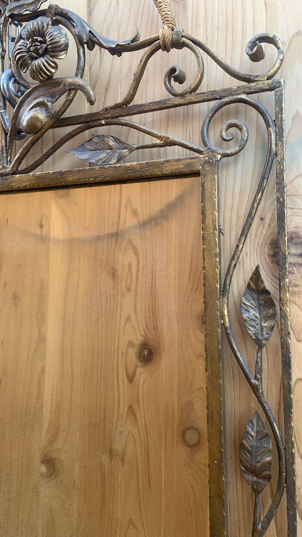 Vintage Italian Style Forged and Gilded Floral Wall Mirror - 3