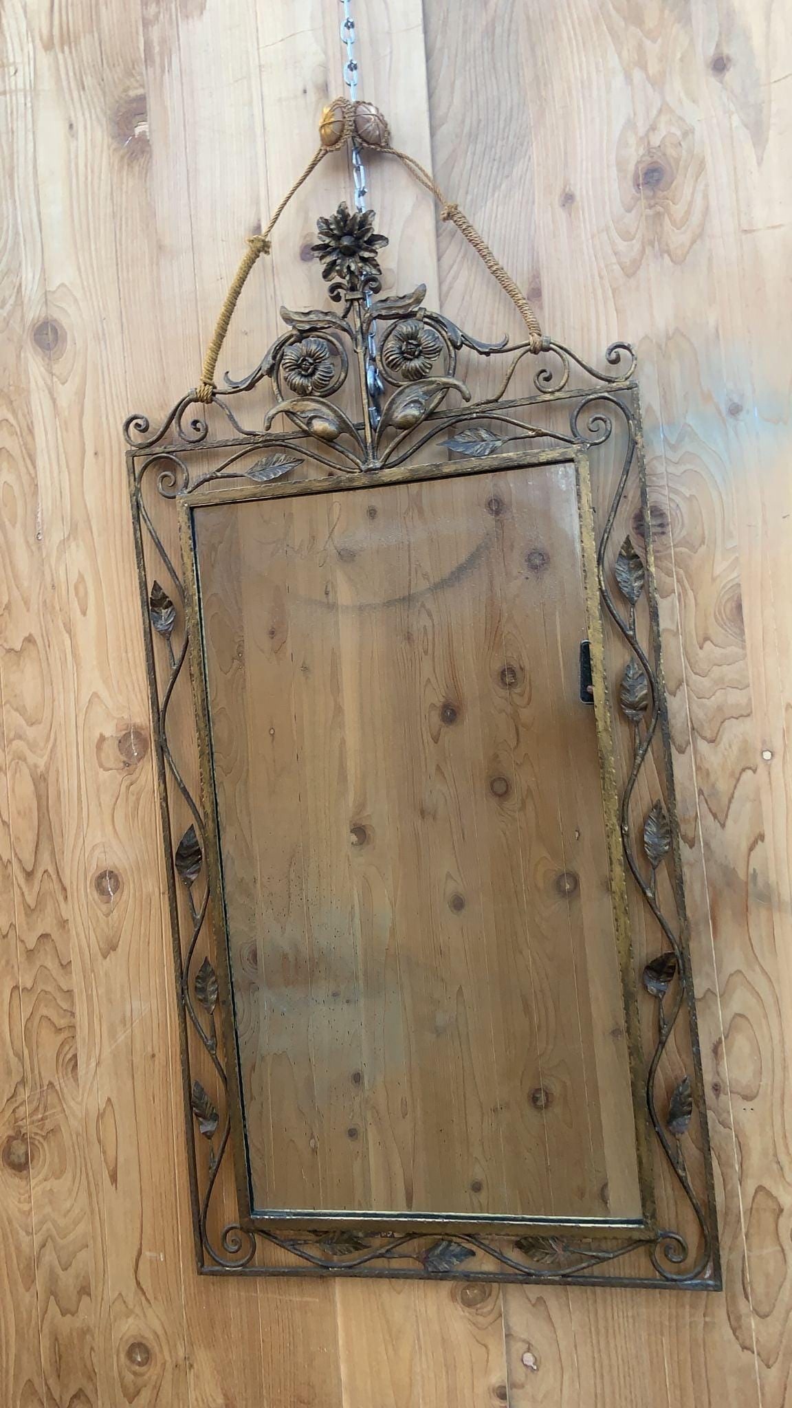 Vintage Italian Style Forged and Gilded Floral Wall Mirror - 4