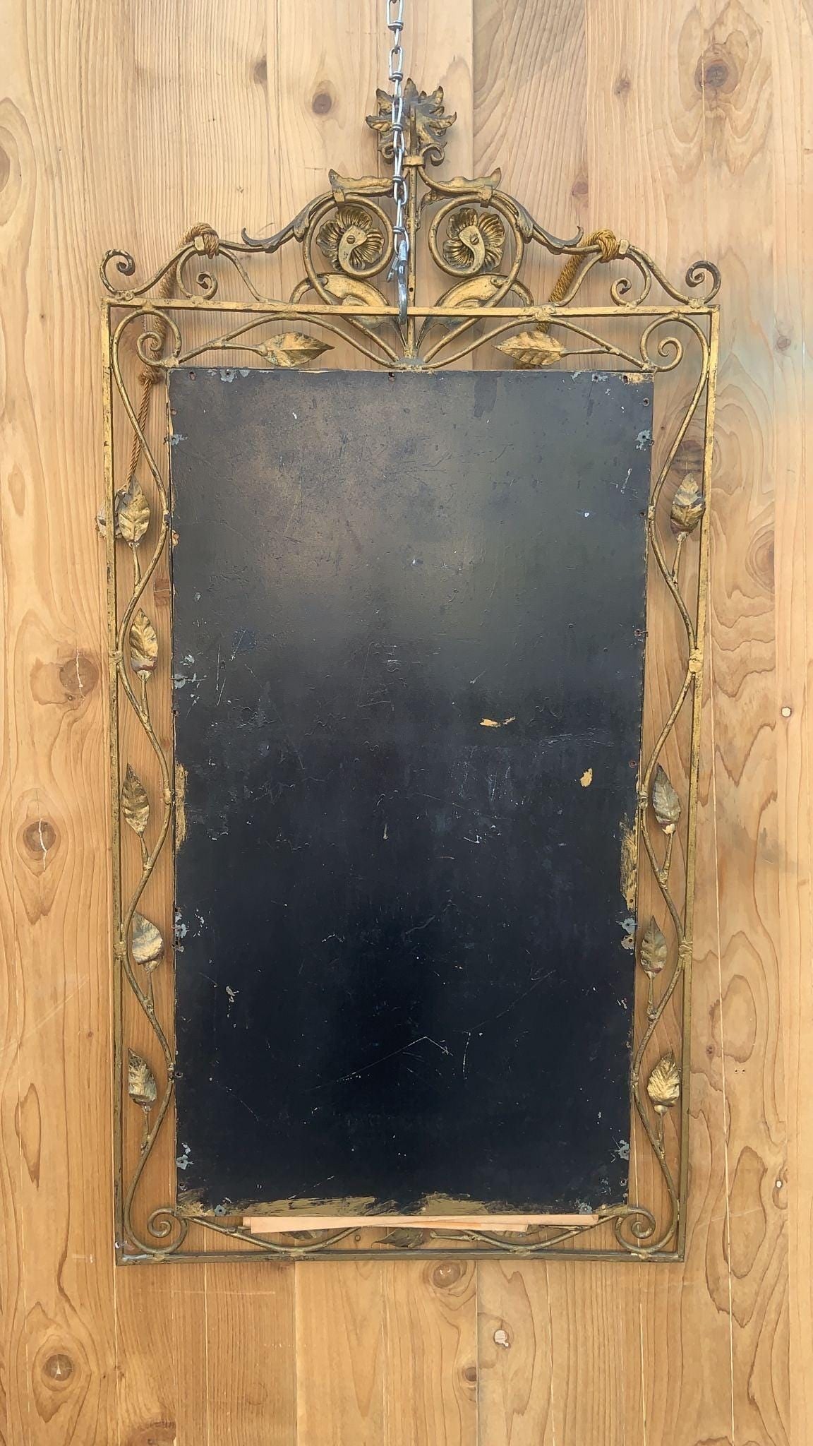 Vintage Italian Style Forged and Gilded Floral Wall Mirror - 7