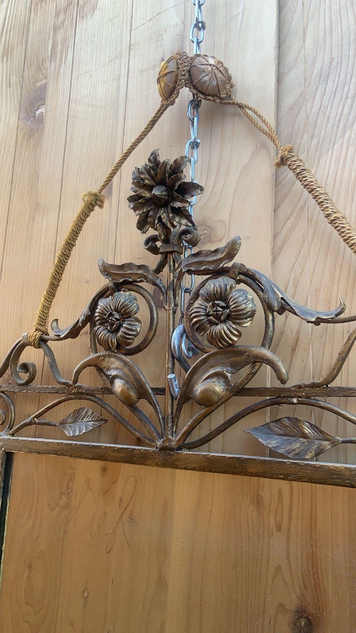 Vintage Italian Style Forged and Gilded Floral Wall Mirror - 9