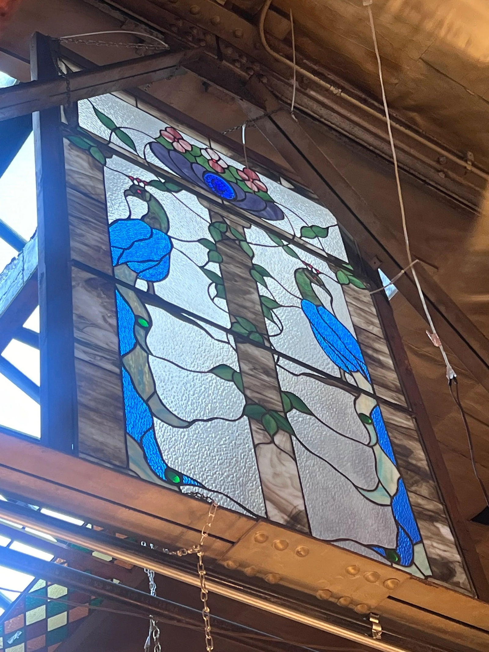 Vintage Peacock Design Stained Glass Window - 2