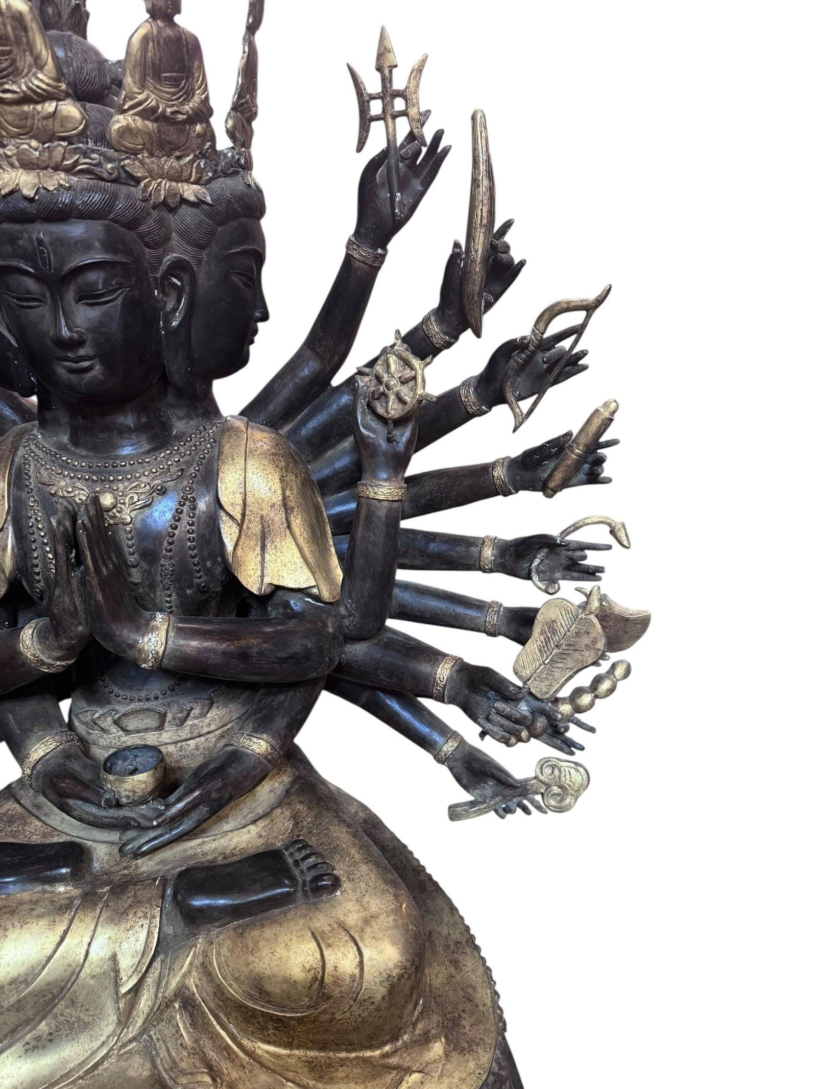 Antique Tibetan Praying Crowned Buddha - 8