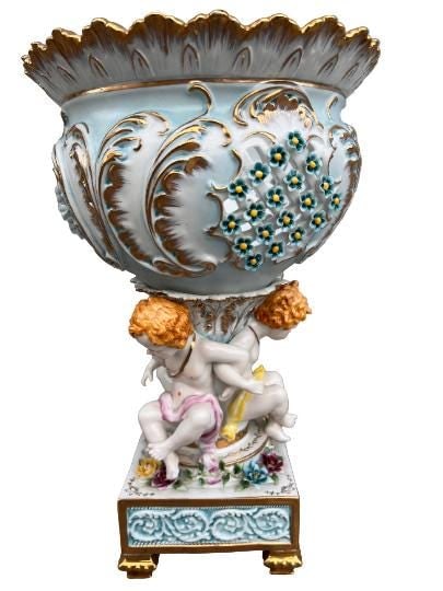 Antique Karl Richard Klemm Style Porcelain Centerpiece Vase - 2