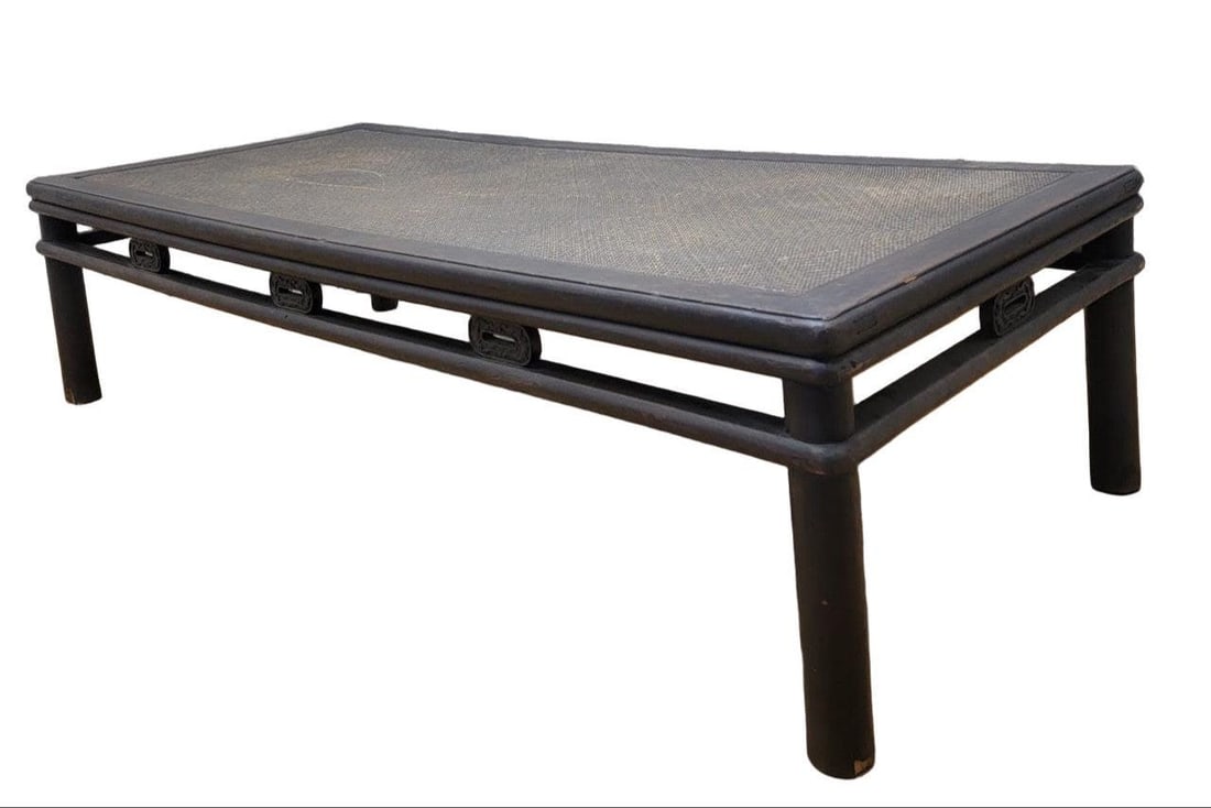Antique Shanxi Province Rattan and Elm Coffee Table - 7