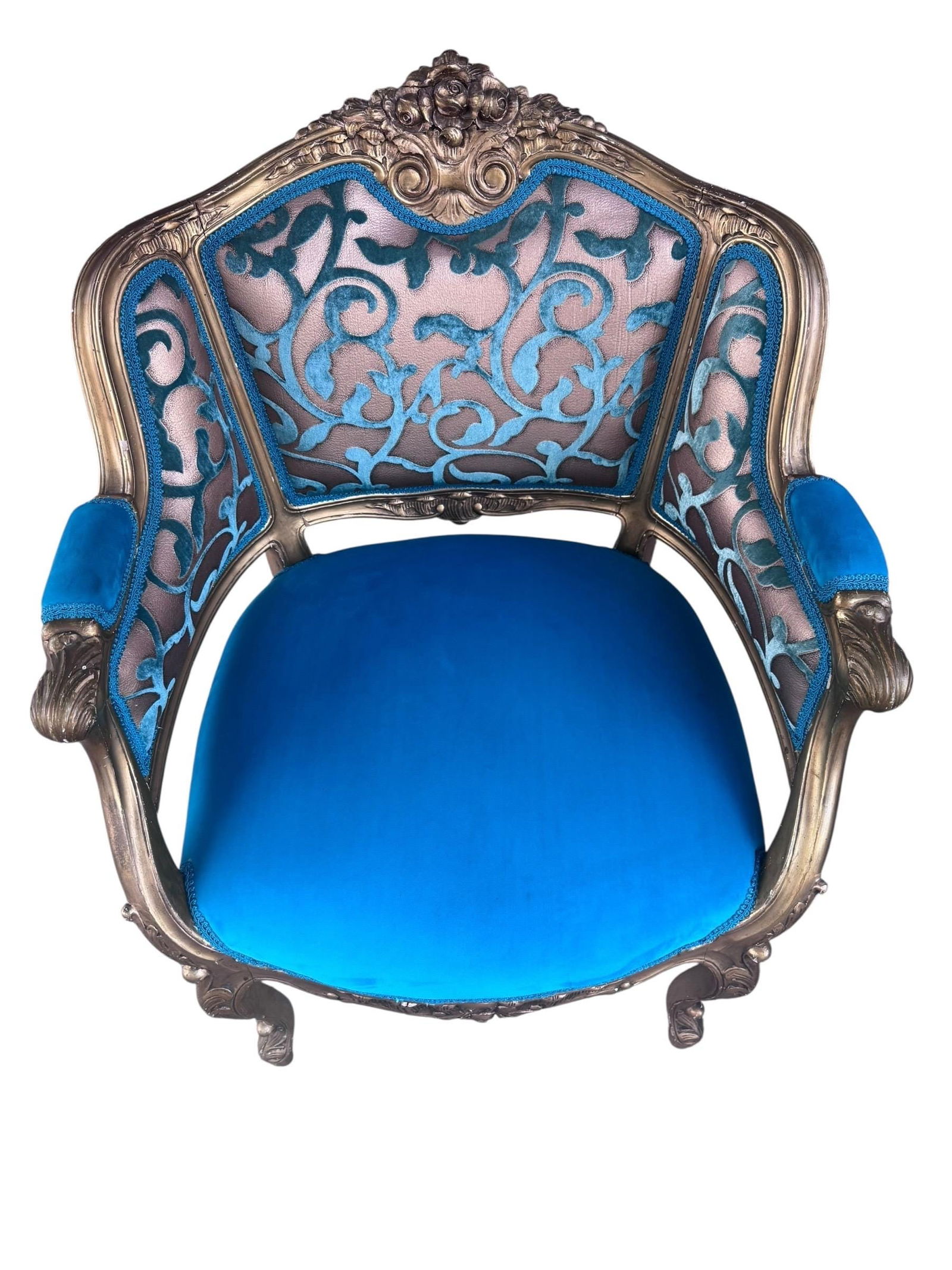 Antique French Louis XV Style Carved Bergere Giltwood Chairs - Pair - 8