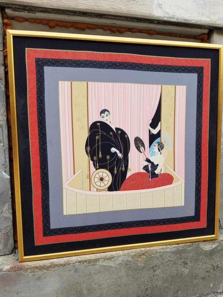 Vintage Framed L 'Opera Signed Silk Scarf By Erte - 2