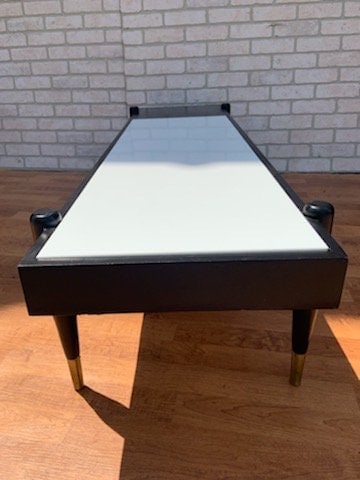 Mid Century Modern Italian Tile Inlay Brass Tip Coffee Table - 7