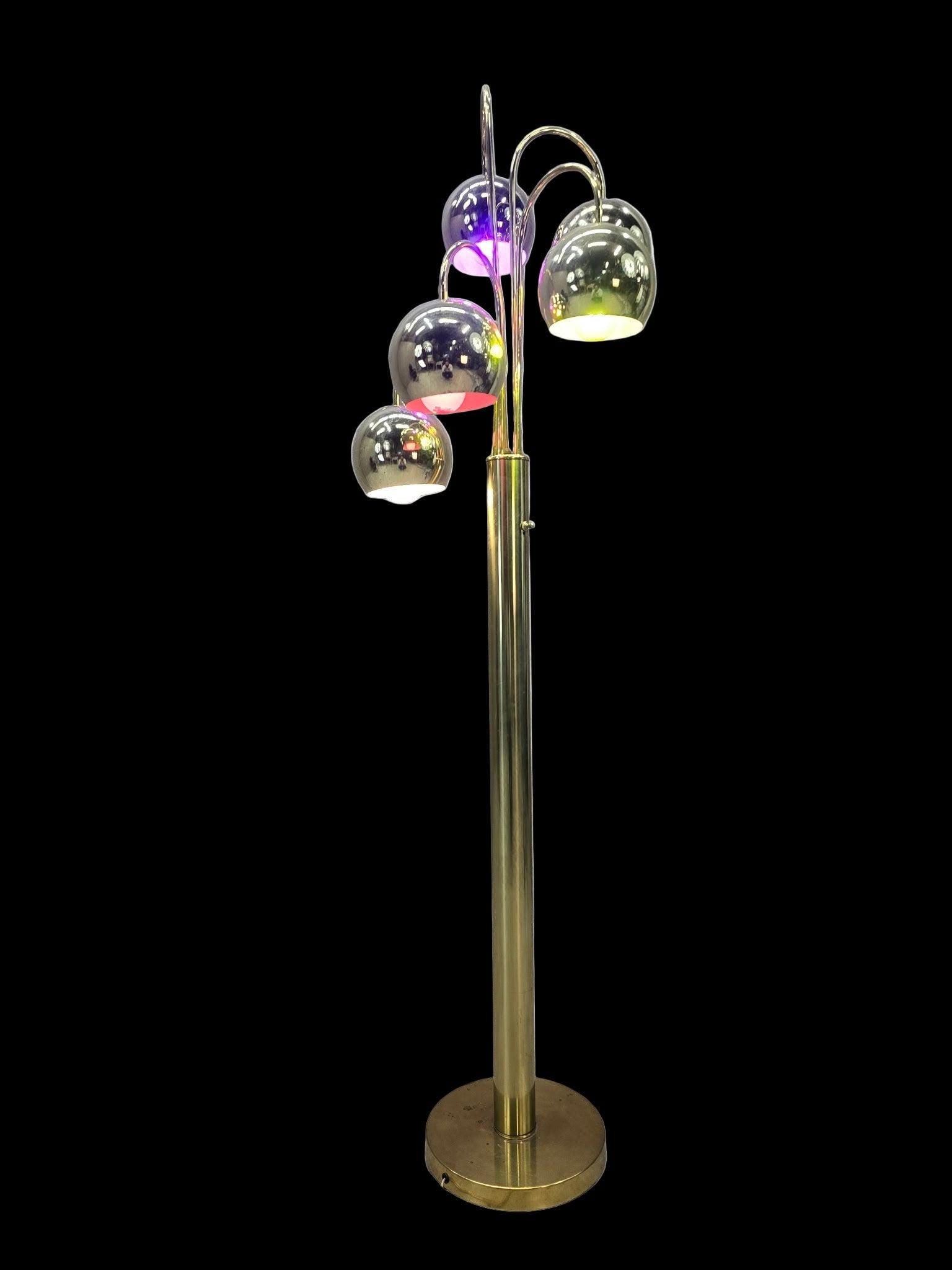 Mid Century Modern Gold 5 Light Orb Floor Lamp - 10