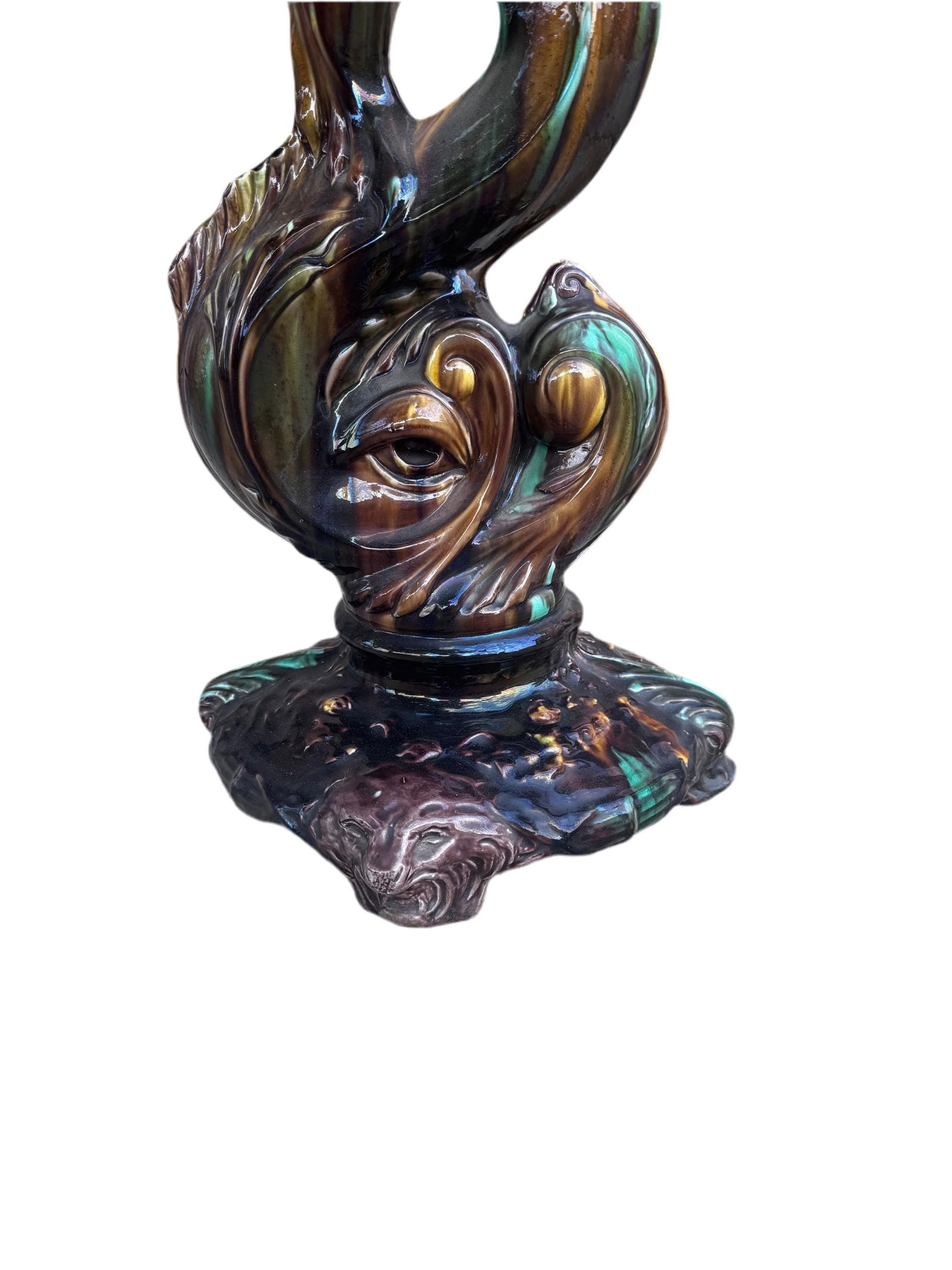 Vintage Weller Majolica Pottery Jardiniere & Pedestal Set - 6